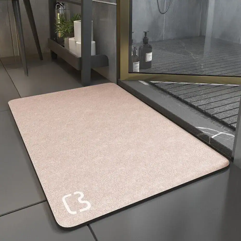 Badematte 90x60 cm, rosa, rutschfest, für Dusche oder Bad, mit Logo.