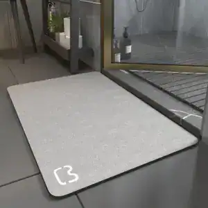 Komfort Badematte 90x60 cm, grau, mit Logo, für Duschbereich.