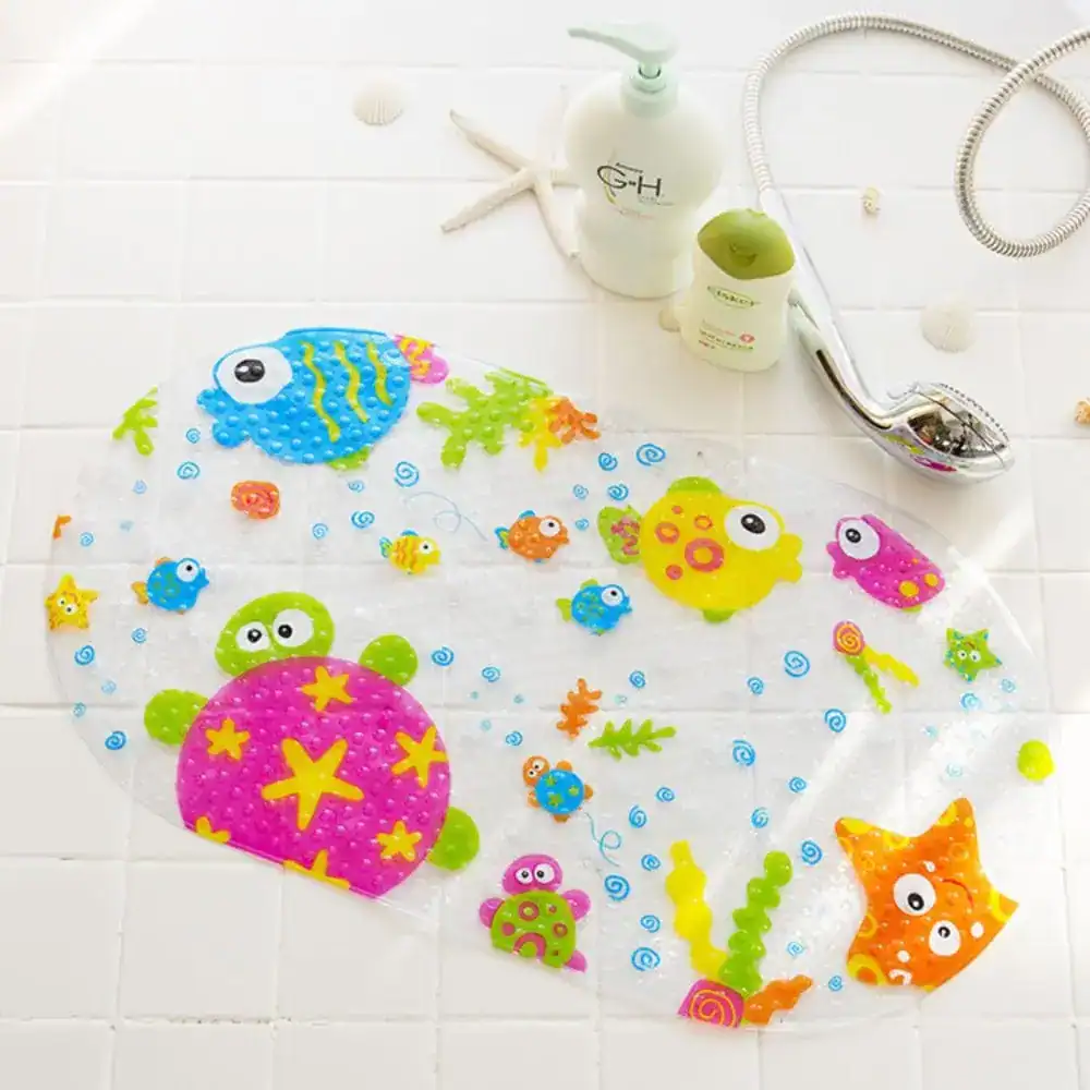 Baby Badematte mit bunten Fischen und Sternen für die Badewanne.