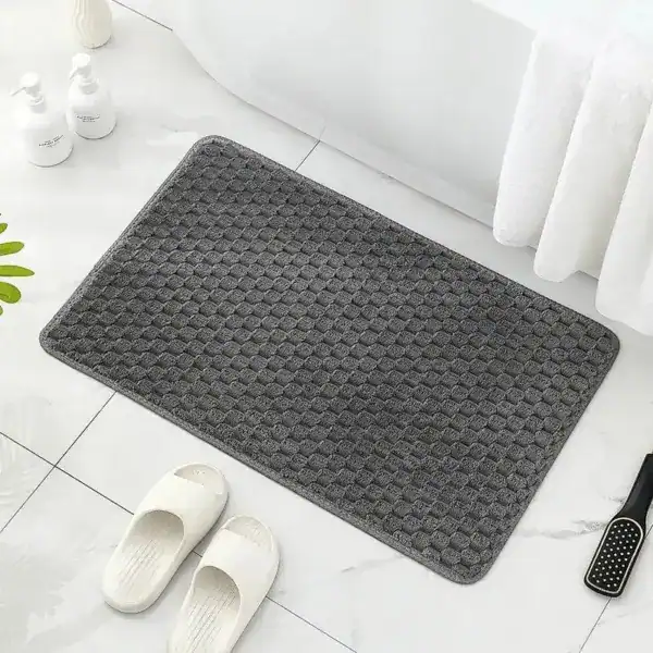 Komfort Badematte Bordeaux, dunkelgrau, strukturiert, rutschfest, für Bad und Dusche.
