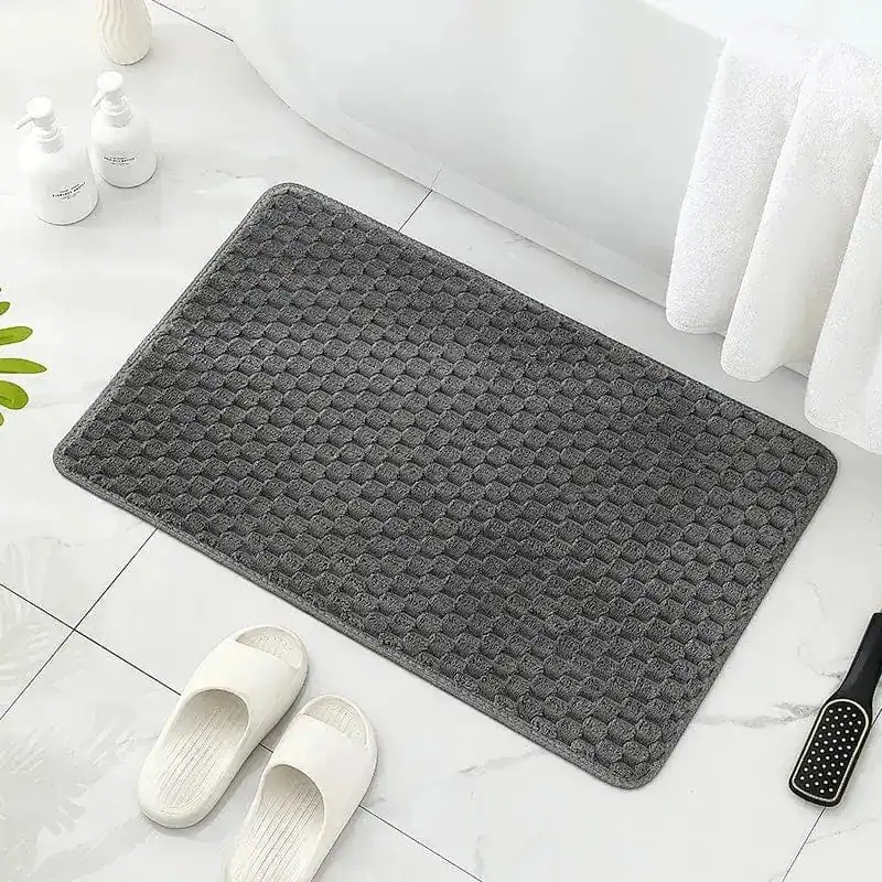 Komfort Badematte Bordeaux, dunkelgrau, strukturiert, rutschfest, für Bad und Dusche.