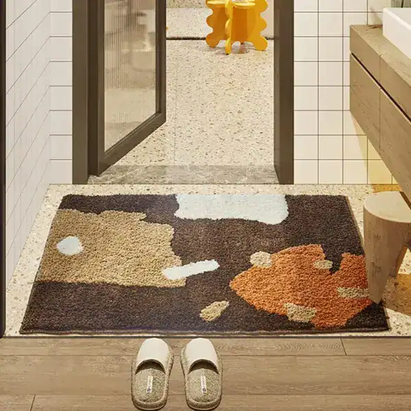 Komfort Badematte Braun Beige mit Tiermotiv, weich und rutschfest für Badezimmer.