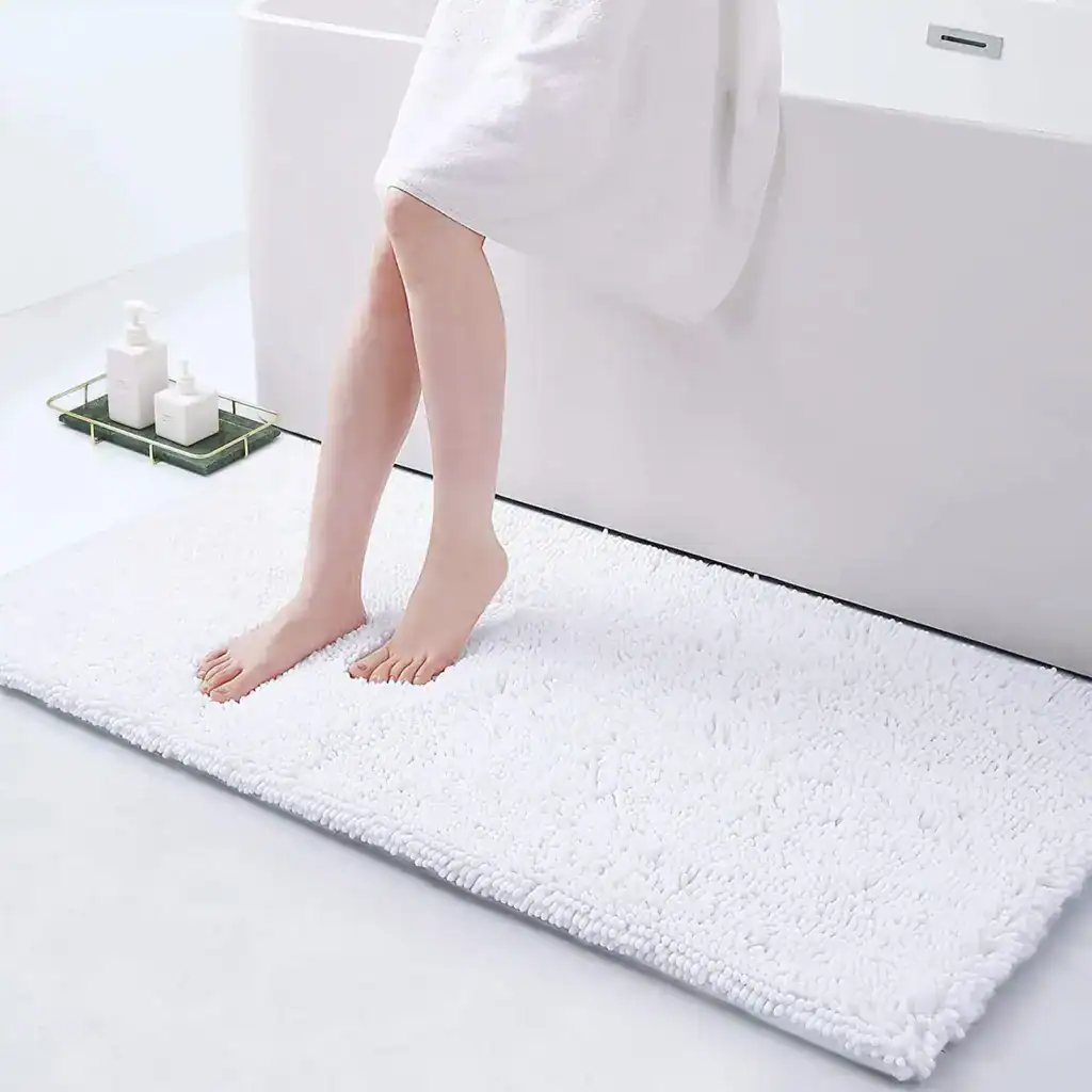 Weiche Badematte Dunkelblau, Komfort-Badematte für Badezimmer mit weichem Flor und rutschfestem Untergrund.