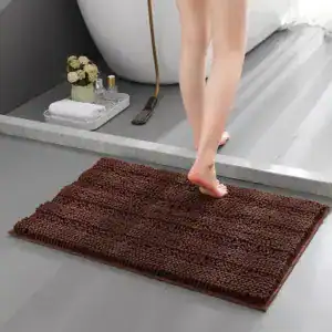 Dunkelbraune Komfort Badematte mit weicher Textur, ideal für Bad und Dusche.