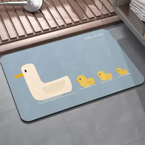 Badematte Ente mit gelben Entenküken für das Kinderbad.