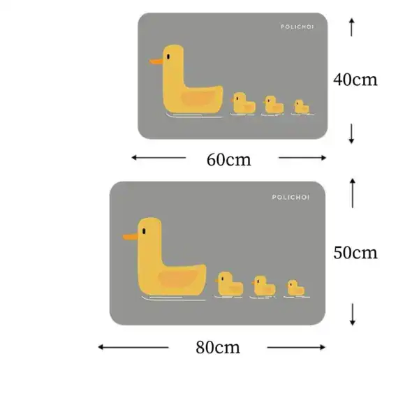 Badematte Ente, Maße 60x40 cm und 80x50 cm, kinderfreundliches Design.