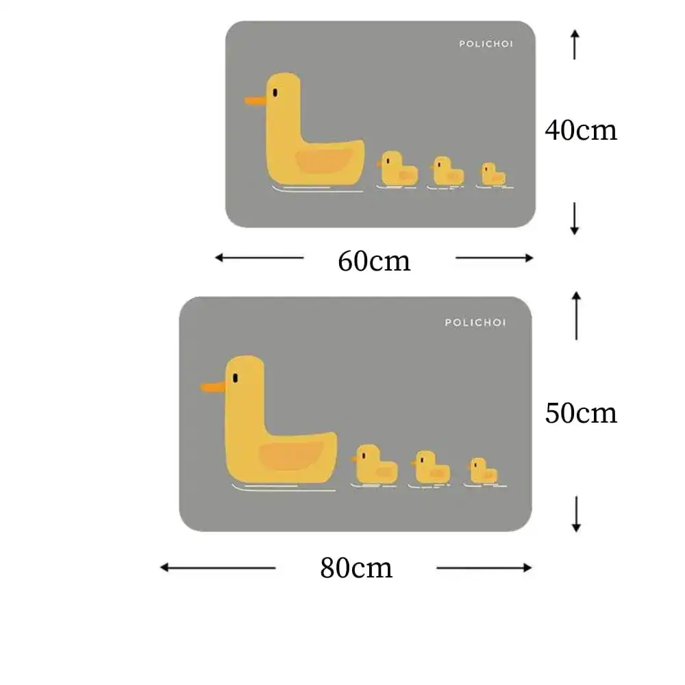 Badematte Ente, Maße 60x40 cm und 80x50 cm, kinderfreundliches Design.