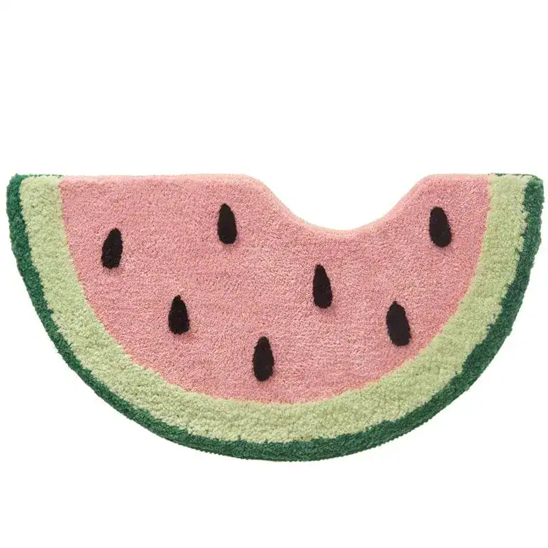 Frucht-Badematte Wassermelone, rosa mit schwarzen Kernen, rutschfest für Bad und Dusche.