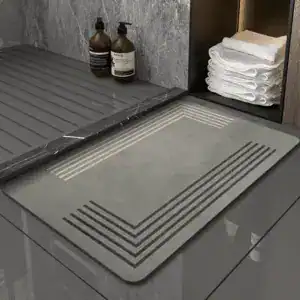Badematte Granit Grau mit modernem Design und Drainage für stilvolle Badezimmer.
