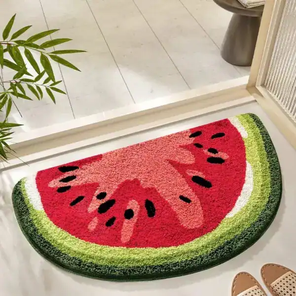 Badematte Halbkreis Wassermelone, bunte Badematten-Design für Badezimmer.