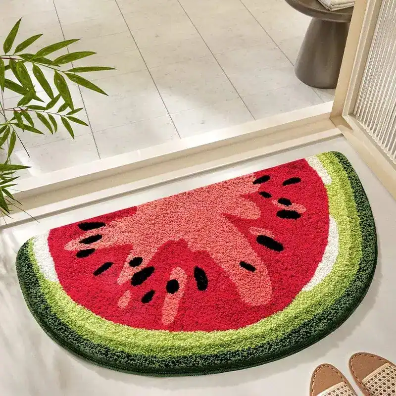 Badematte Halbkreis Wassermelone, bunte Badematten-Design für Badezimmer.