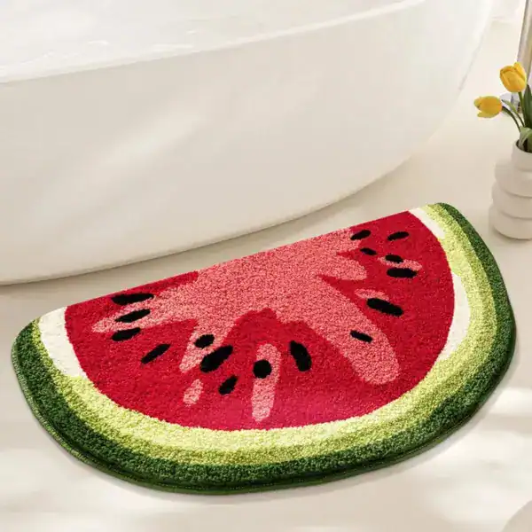 Badematte Halbkreis Wassermelone, bunte Badematten-Design für Badezimmer.