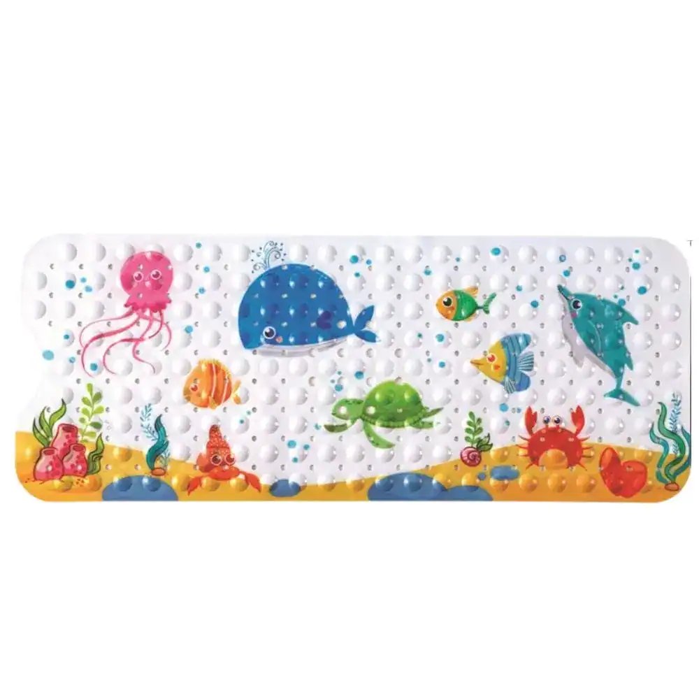 Kinder Badematte mit Meerestier-Motiv für Badewanne, rutschfest und weich.