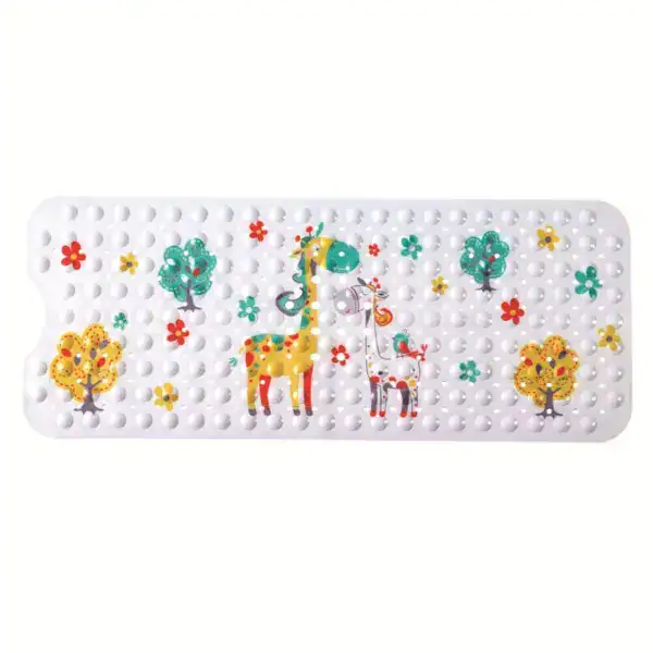 Kinder Badematte für Badewanne mit Giraffen und Bäumen, rutschfest und weich.