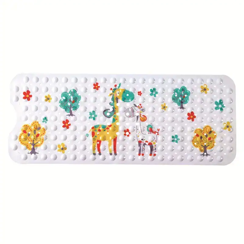 Kinder Badematte für Badewanne mit Giraffen und Bäumen, rutschfest und weich.