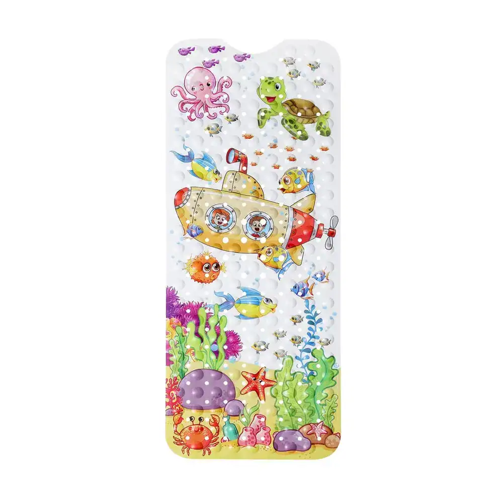 Kinderbadematte mit Unterwasser-Motiv, Submarin, Tiere und Korallen.