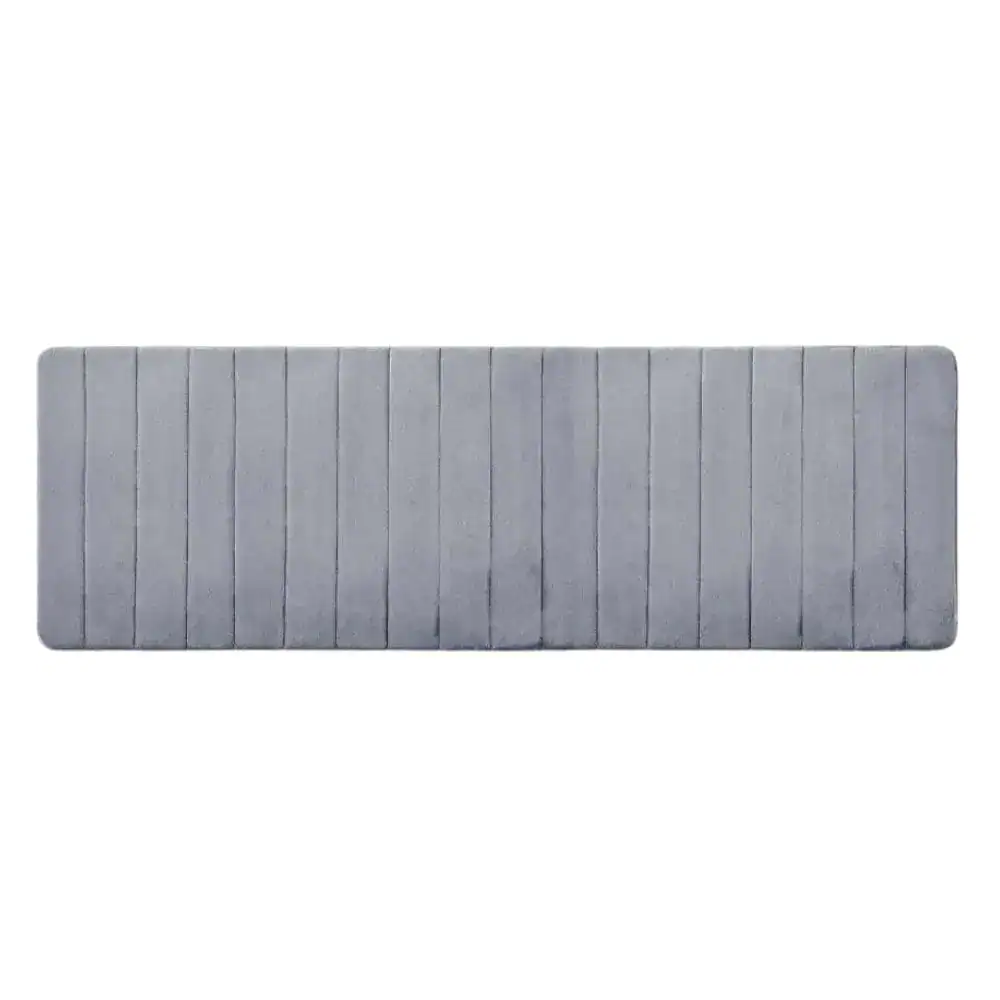 Badematte Memory Schaum grau, geripptes Design, weicher Fußbodenbelag für Badezimmer.