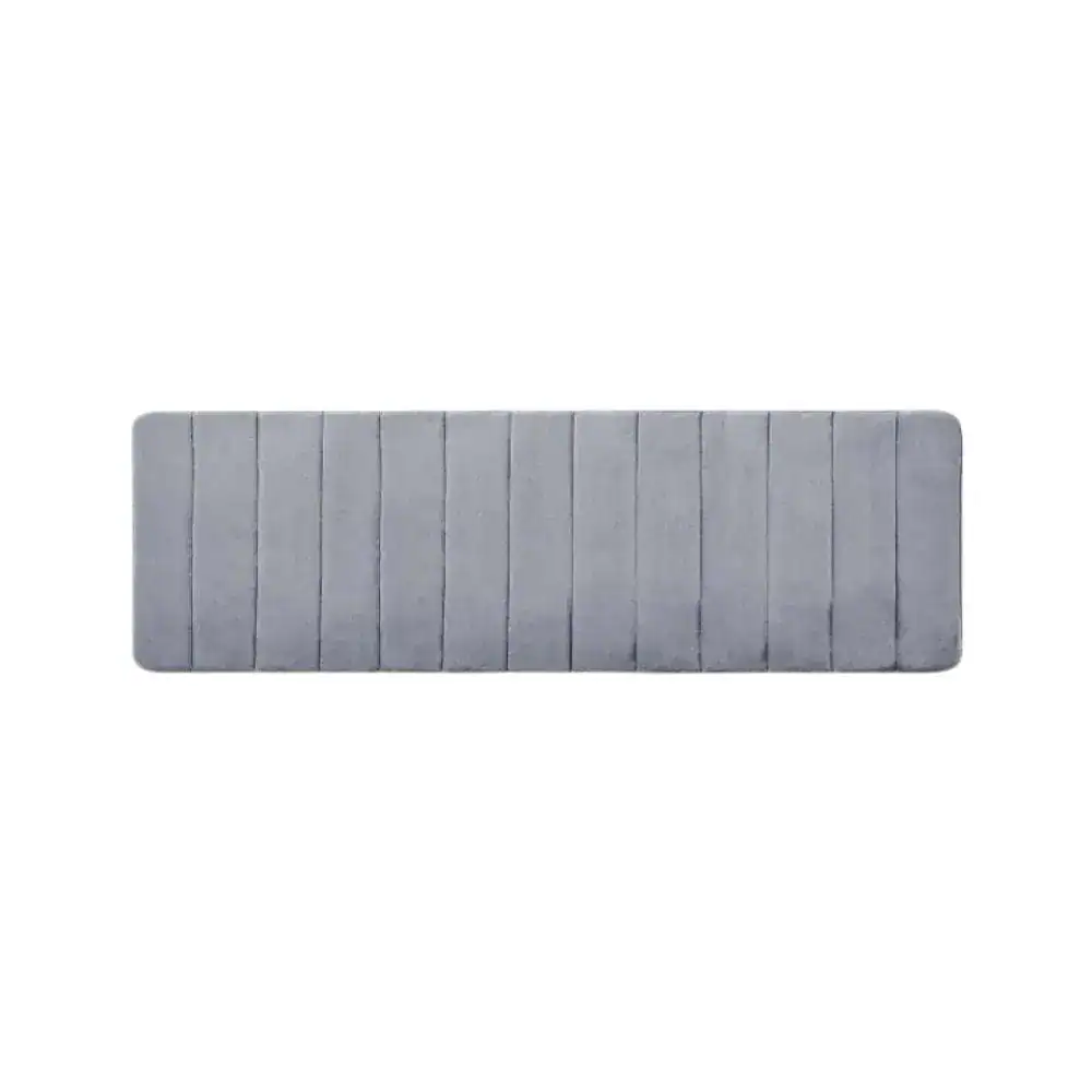 Badematte Memory Schaum grau, geripptes Design, rutschfest für Badezimmer.