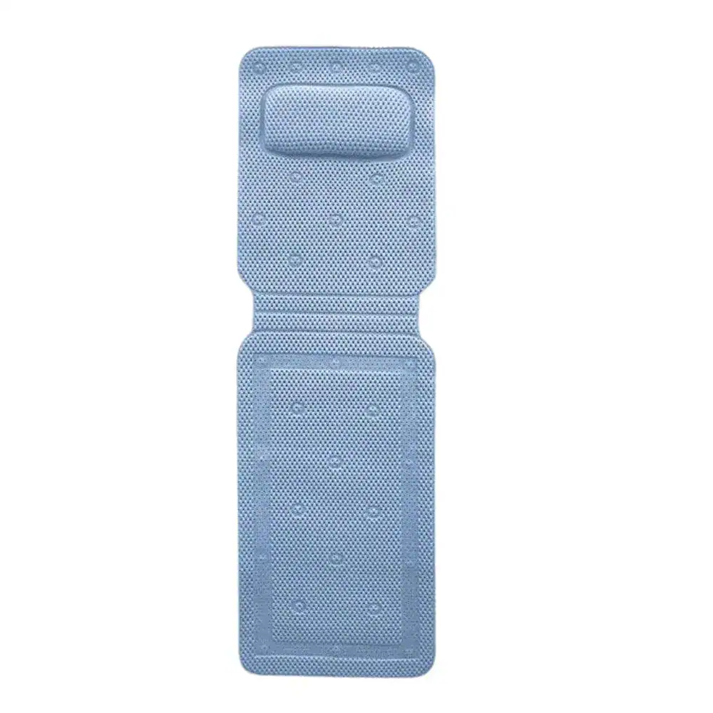 Badematte mit Kopfteil, blau, rutschfest, für Dusche und Bad.
