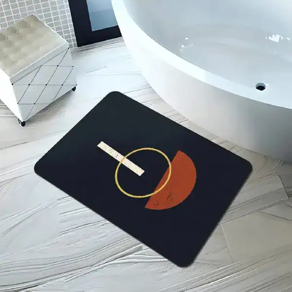 Badematte mit Sonnenmotiv, stilvolles Design für Badezimmer.