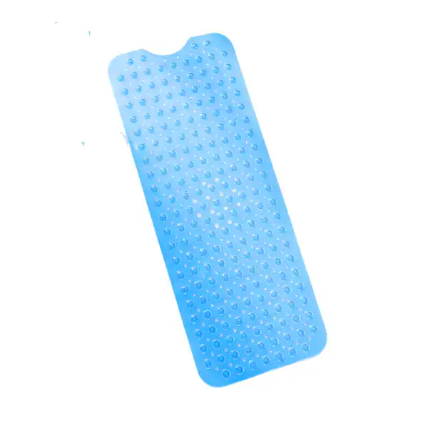 Rutschfeste Badematte Blau mit rutschfesten Punkten für sicheren Stand im Badezimmer.