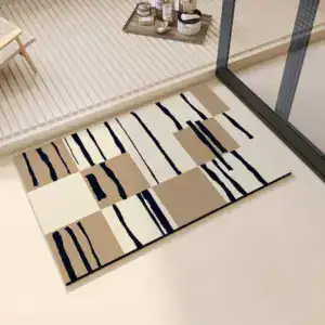 Moderne Badematte Weiß mit geometrischem Muster, ideal für stilvolle Badezimmer.