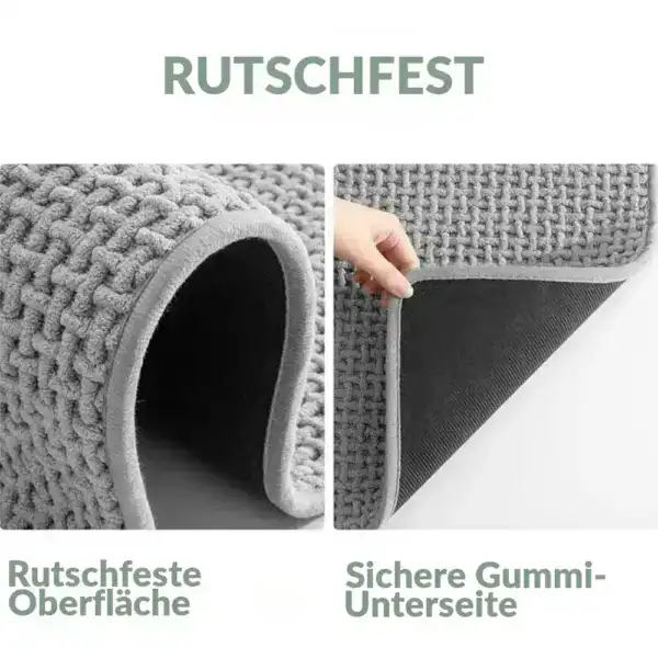 Antidérapante Badematte mit gummiertem Boden, Sicherheit im Badezimmer.