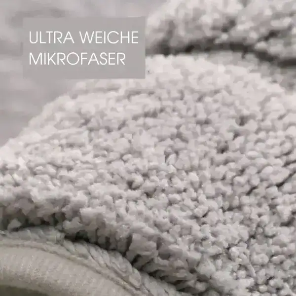 Grauer Badezimmerteppich aus Mikrofaser, ultra weich und komfortabel für das Bad.