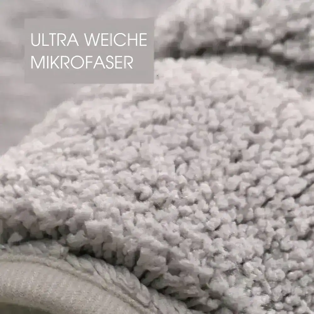 Grauer Badezimmerteppich aus Mikrofaser, ultra weich und komfortabel für das Bad.