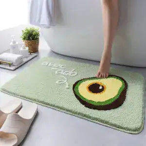 Grün Badezimmerteppich mit Avocado-Motiv, Komfort Badematte für Dusche oder Badewanne.