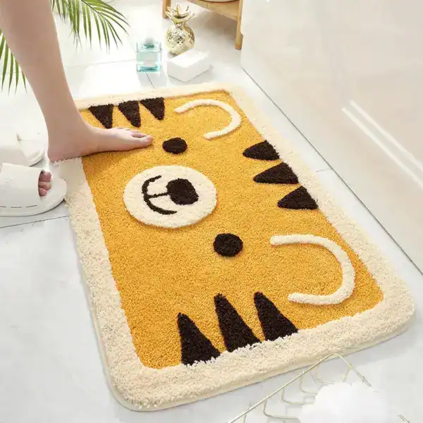 Kinder-Badezimmerteppich mit Tiger-Motiv, weicher Badematte für Kinderbad.