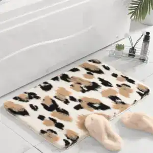 Leopard-Muster Badezimmerteppich, weicher Faux-Fur-Teppich für Bad, Anti-Rutsch-Badematte.