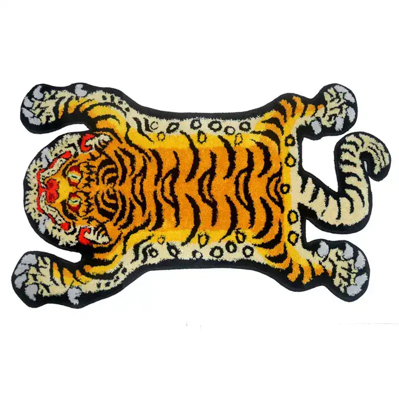 Badezimmerteppich mit Tiger-Motiv, organische Form, Badematte für Badezimmer.