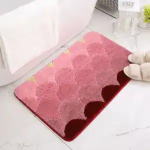 Pink Badezimmerteppich mit Blütenmuster, weicher Badematte für Duschbereich.