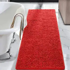Rot gefärbter Komfort Badematte mit flauschigem Chenille-Design für Badezimmer.