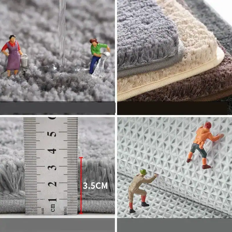 Rutschfester Badezimmerteppich mit 3,5 cm Höhe und strapazierfähigem Material.