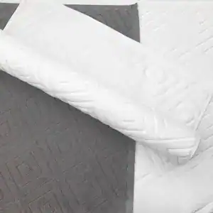 Badteppich 100 Baumwolle, weiß und grau, geometrisches Muster, weicher Badematte.