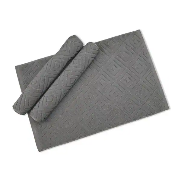 Badteppich 100 Baumwolle grau, strukturiert, für Bad und Dusche.