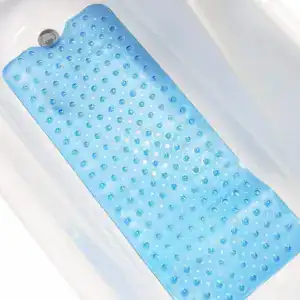 Blauer Badteppich mit rutschfesten Punkten für Badewannen, Anti-Rutsch-Matte.