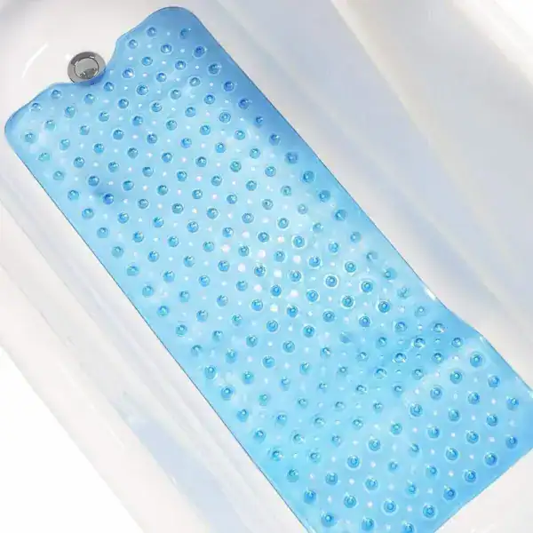 Blauer Badteppich mit rutschfesten Punkten für Badewannen, Anti-Rutsch-Matte.
