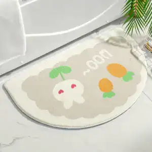 Badteppich mit Schaf-Motiv, halbrund, für Bad und Dusche, weich und rutschfest.