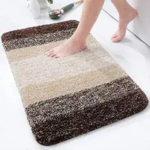 Badteppich Braun Beige mit weichem Hochflor, ideal für Badezimmer und Komfort.