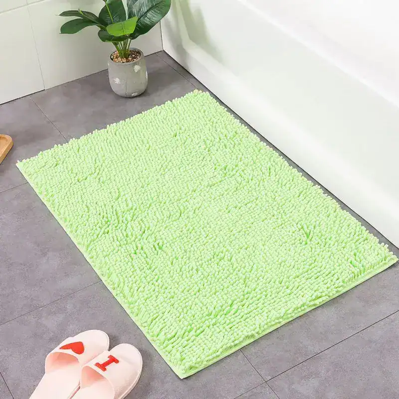Grüner Chenille-Badteppich 60x90 cm, weicher Badematte für Dusche und Bad.
