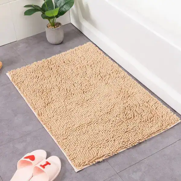 Badteppich Chenille 60x90 cm, weicher Fleece-Teppich für Dusche und Bad.