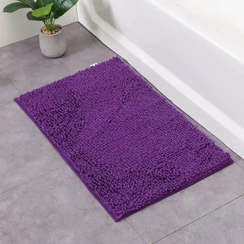 Violetter Chenille-Badteppich 60x90 cm, weicher Badematte für Dusche oder Badewanne.
