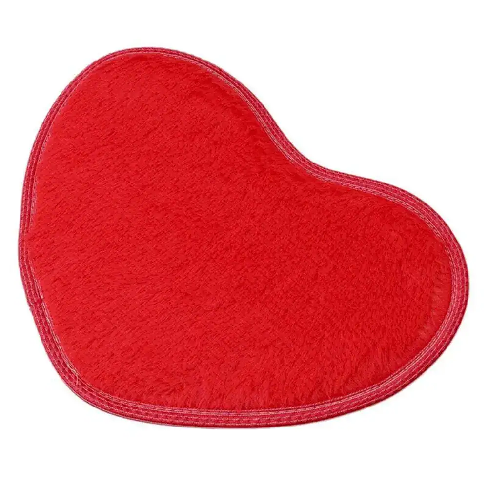 Rot Herzförmiger Badteppich für Dusch- und Badezimmer, weicher Fleece-Badematte.