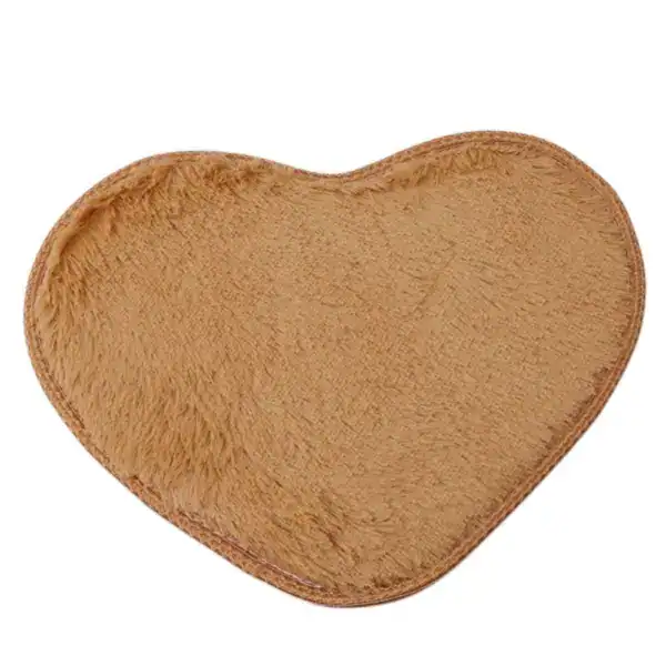 Herzform Badteppich in Braun, weicher Fleece-Badematte für Dusche oder Bad.