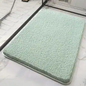 Hochflor Badteppich in mintgrün, weicher Textil-Teppich für Badezimmer mit Anti-Rutsch-Eigenschaft.