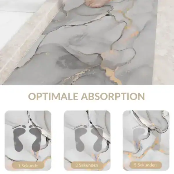 Badteppich Marmor mit optimaler Absorptionsleistung, schnelles Trocknen nach dem Duschen.