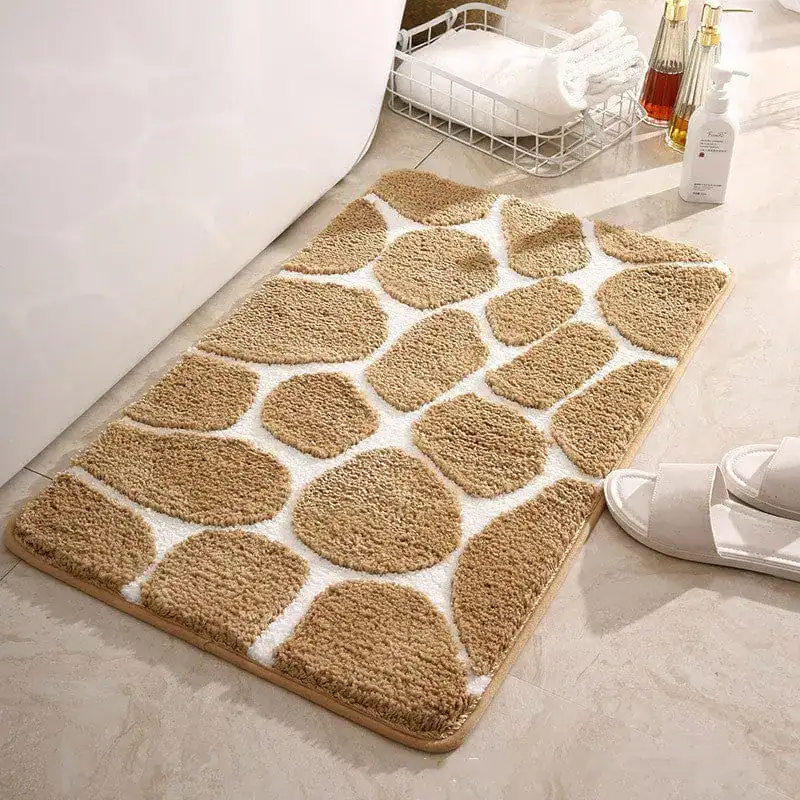 Badteppich Memory Foam mit Giraffenmuster, weicher Hochflor, Badematte für Komfort und Stil.